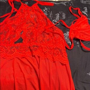 Elegant Red Lace Lingerie Set
